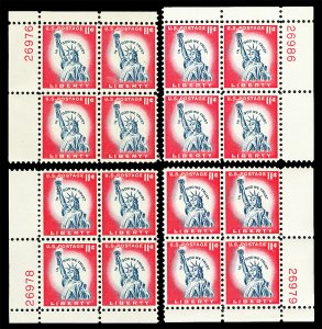 Scott 1044A 11c Statue Liberty Series Four Plate Blocks Mint NH