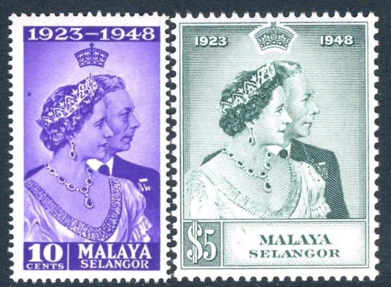 MALAYA (SELANGOR)-1948 Royal Silver Wedding Set Sg 88-89  UNMOUNTED MINT V17509