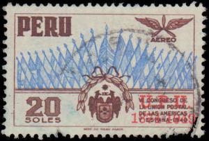 1951 Peru #C102, Incomplete Set, High Value, Used