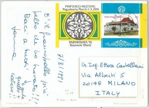 59353  -   INDONESIA - POSTAL HISTORY: POSTCARD to ITALY - 1991