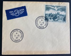 1947 Paris France First Day Cover Universal Postal Unión Congress Sc#C22