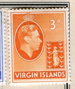 VIRGIN ISLANDS; 1938 early GVI Pictorial fine Mint hinged 3d. value