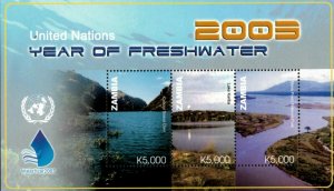 Zambia 2003 - Year of Freshwater United Nations - Sheet of 3 - Scott 1023 - MNH