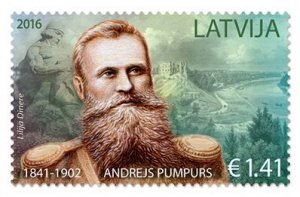 Latvia Lettland Lettonie 2016 Andrew Pumpur poet Stamp MNH