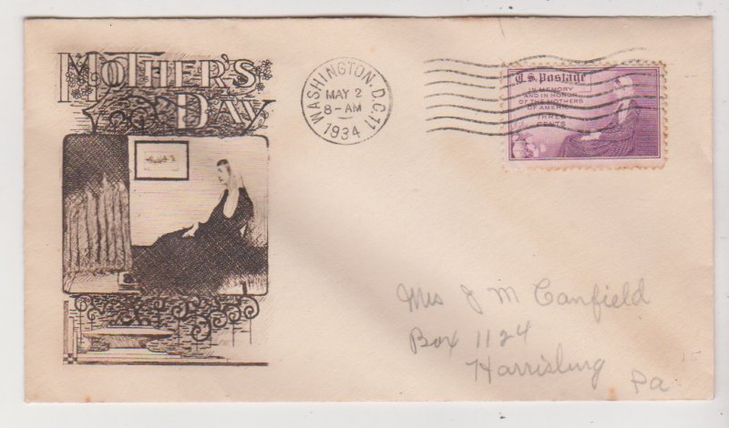 US Scott # 737 3¢ Mother’s Day FDC Grimsland addressed Cachet 