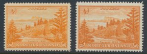  Norfolk Island SG 1 and 1a  ord gum and on white paper  MNH 1947/59 issue se...