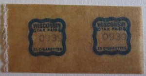 US Revenue Wisconsin Cigarettes' Tax Pack of 25  MNH  Decal Pair