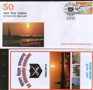 India 2013 Infantry Brigade Military Coat of Arms APO Army Postal Cover + Bro...