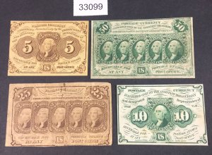 US STAMPS  #PC5-PC8 UNUSED NO GUM  POSTAGE CURRENCY $450 LOT #33099