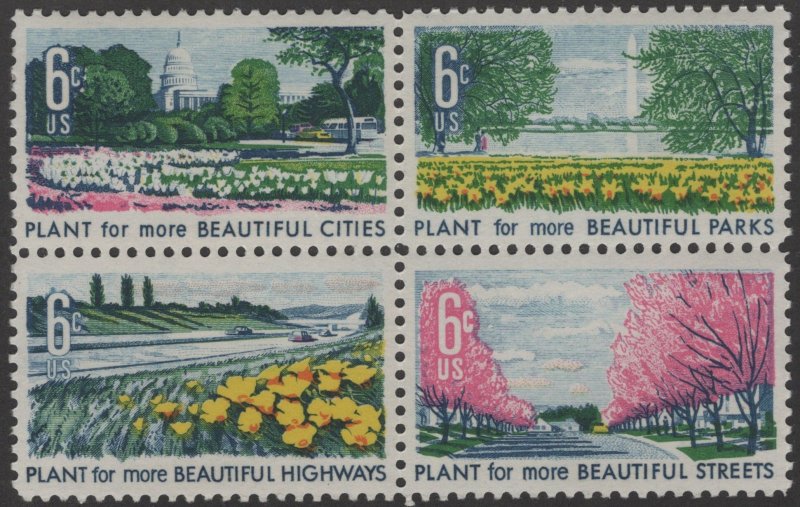 SC#1365-68 6¢ Beautification of America Block of Four (1968) OG/NH