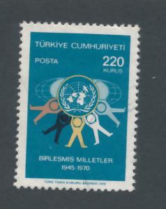 Turkey 1970 Scott 1866 used- 220k, United Nations 25th anniv