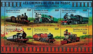 Guinea #1915 MNH Sheet - Trains - Locomotives