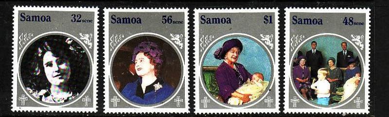 Samoa-Sc#649-52-Unused NH set-Queen Mother-85th Birthday-1985-