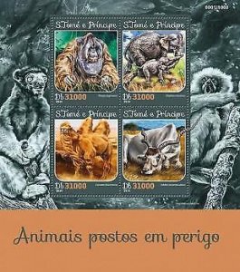 2016 S.Tome&Principe - Endangered Animals. Michel: 6651-6654.Scott Code: 3093