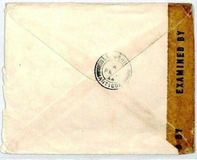 ANTIGUA WW2 Naval Cover From CANADIAN SHIP CENSOR 1944 USA Tape {samwells}CS261