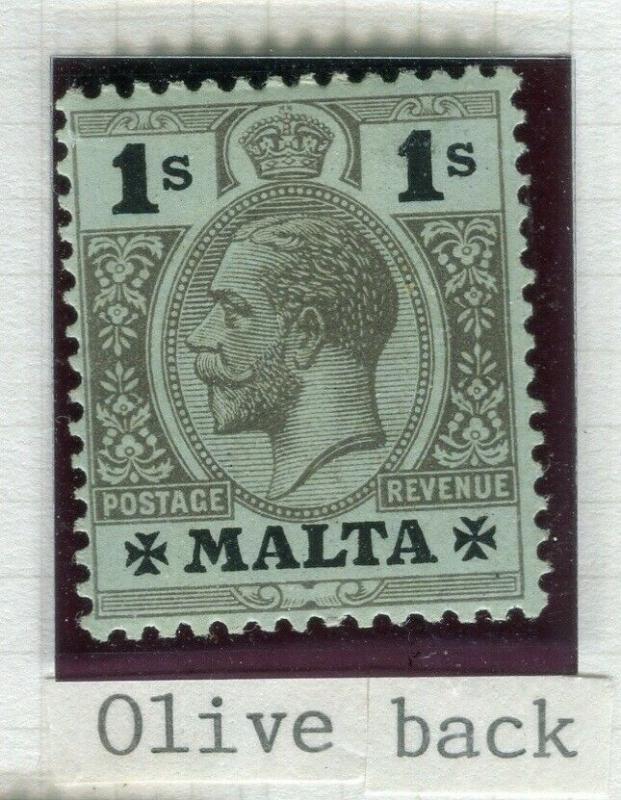 MALTA; 1914 early GV issue fine Mint hinged Shade of 1s. value