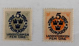 Sweden #B1 & B3, Mint/Og/LHR/Fine, Overprints on A5 stamps, 1916