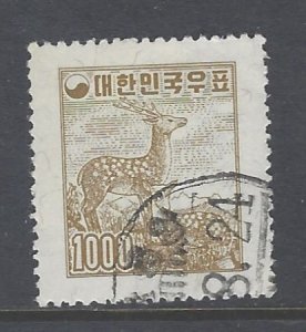 Korea, Scott #282; 1000h Sika Deer, Wmk 317, Used