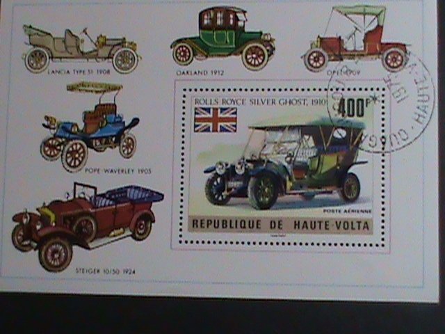 ​UPPER VOLTA 1975-WORLD FAMOUS CLASSIC ANTIQUE CARS -CTO S/S VERY FINE