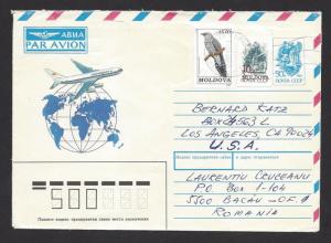 MOLDOVA / USSR 1993 Combination Uprated Postal Stationery Envelope CHISINAU USA