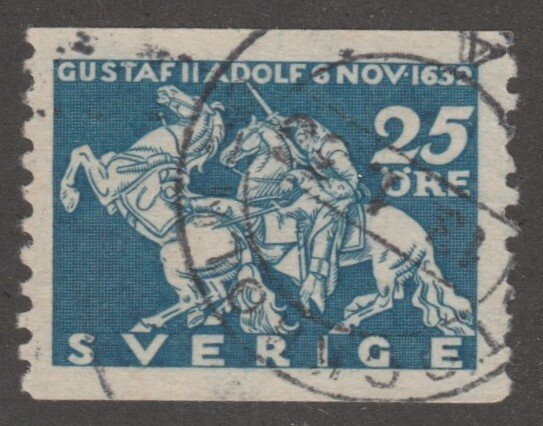 Sweden Stamp ,used, Scott# 234, Horses on stamps, Knights, blue stamp, #M426