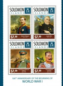 Solomon Islands 2014 - Beginning of World War I, 100 Years - Sheet of 4 - MNH