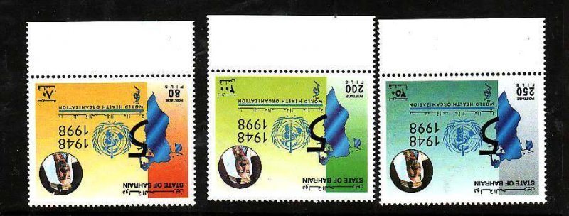 Bahrain-Sc#508-10- id7-unused NH set-WHO-Maps-1998-