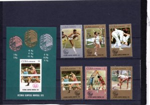 CUBA 1976 SUMMER OLYMPIC GAMES MONTREAL SET OF 6 STAMPS & S/S MNH
