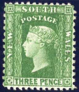 New South Wales 1882-1891 3p green Unused SC63