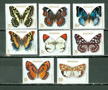 RWANDA 1979 BUTTERFLIES #905-912...SET...MNH...$15.00