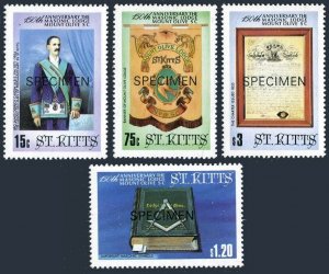 St Kitts 169-172 SPECIMEN, MNH. Mount Olive Masonic Lodge-150,1985. James Cadrin