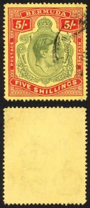 Bermuda SG118b KGVI 5/- Pale Green and Red/yellow Line Perf 14.25 (Ref 56)