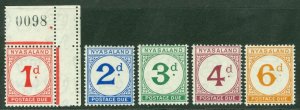 SG D1-D5 Nyasaland 1950 Postage due set of 5. Lightly mounted mint CAT £100