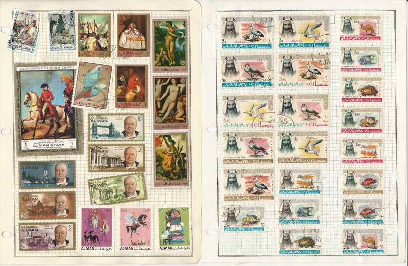 Ajman Stamp Collection on 13 Pages, Sports, Animals, Space, JFZ