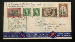 1939 Shediac NB Canada First Flight Airmail Cover FFC To Botwood Newfoundland
