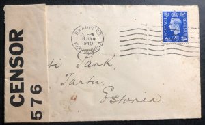 1940 Bradford England Censored Provincial Bank Cover To Tartu Estonia