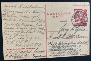 1961 Djakarta Indonesia Postal Stationery Postcard Cover To Czechoslovakia