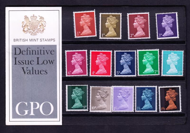 Great Britain P.O. Pack 1969 Definitives ½d to 1/9 SG CV ...