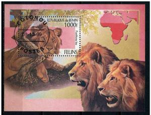 Benin 1999 - Scott 1196 Sheet of 1 CTO -Panthero Leo, Lion 