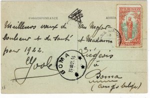 Middle Congo 1916 postcard to BELGIAN CONGO