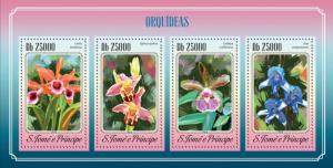 SAO TOME E PRINCIPE 2014 SHEET ORCHIDS FLOWERS st14616a