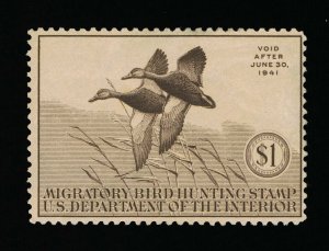 VERY AFFORDABLE GENUINE SCOTT #RW7 F-VF MINT OG H 1940 FEDERAL DUCK STAMP #13184