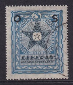 Liberia  #O143  cancelled  1923  overprint 3c  Liberian star