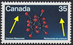 FREAK-ERROR = RED and BLUE EXTRA ATOMS =URANIUM = Canada MNH 1980 #865 [ec280]