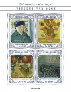 Sierra Leone - 2020 Artist Vincent van Gogh - 4 Stamp Sheet - SRL200508a