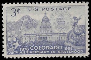 #1001 3c 75th Anniversary Colorado Statehood 1951 Mint NH