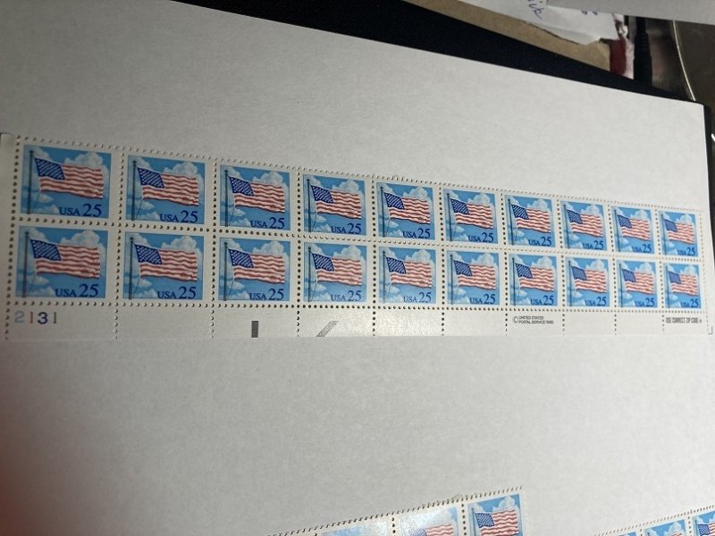 Scott 2278 from LL sheet Flag In Clouds 20 stamps plate # (2131) M NH OG ach