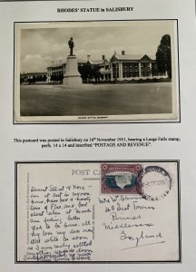 1951 Southern Rhodesia RPPC Postcard Cover Rhodes Statue Salisbury