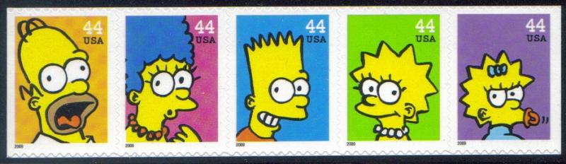 US SC# 4403a The Simpsons MNH Strip of Five