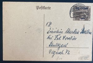 1921 Saarbrucken Germany Postal Stationery Postcard Cover To Stuttgart